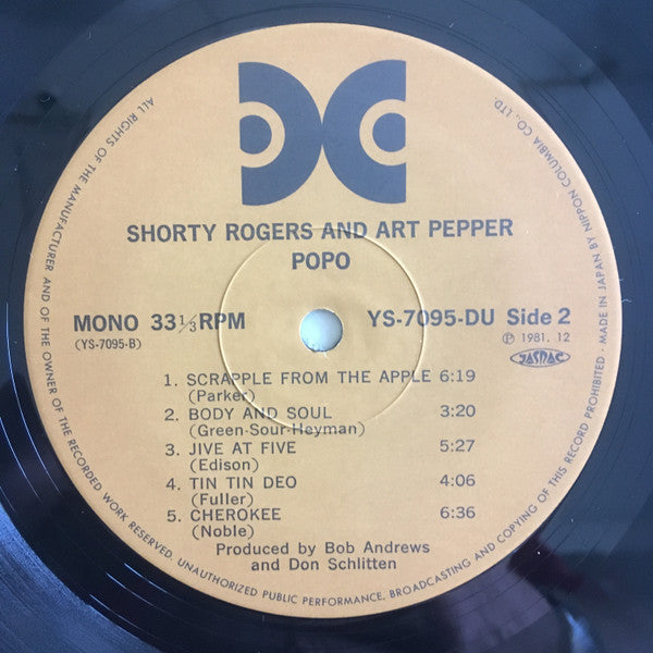 Shorty Rogers & Art Pepper : Popo (LP, Mono)