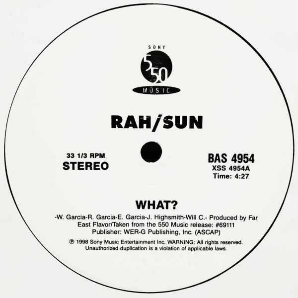 Rah/Sun* : What? / Wack Crews (12", Promo)