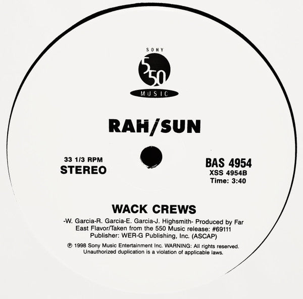Rah/Sun* : What? / Wack Crews (12", Promo)