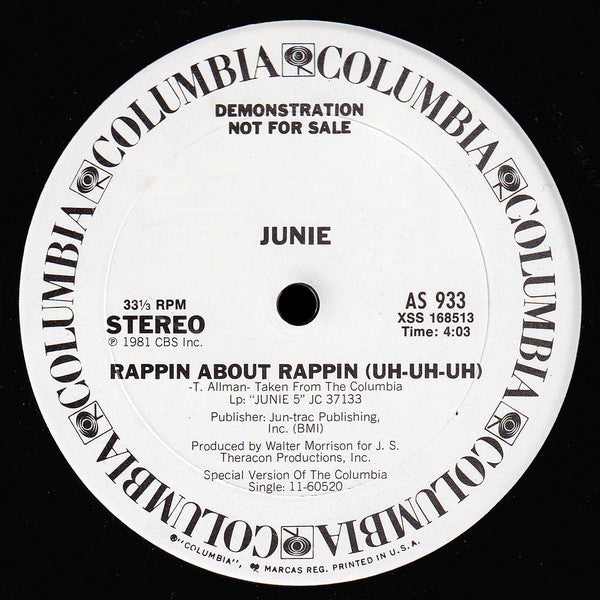 Junie* : Rappin About Rappin (Uh-Uh-Uh) / Victim Of Love (12", Promo)