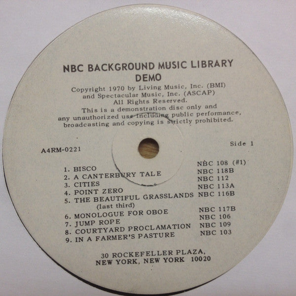 Various : NBC Background Music Library Demo (LP, Smplr, W/Lbl)