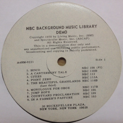 Various : NBC Background Music Library Demo (LP, Smplr, W/Lbl)