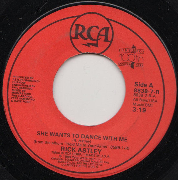 Rick Astley : She Wants To Dance With Me (7", Single)