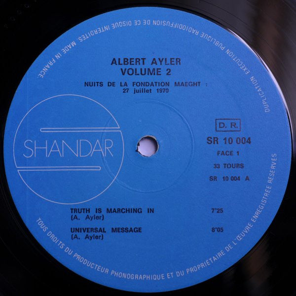Albert Ayler : Nuits De La Fondation Maeght Volume 2 (LP, Album, Gat)