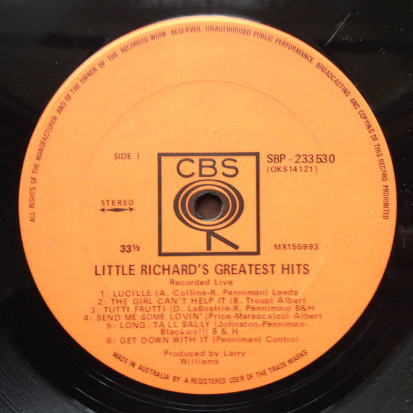 Little Richard : Little Richard's Greatest Hits Recorded Live (LP, Album)