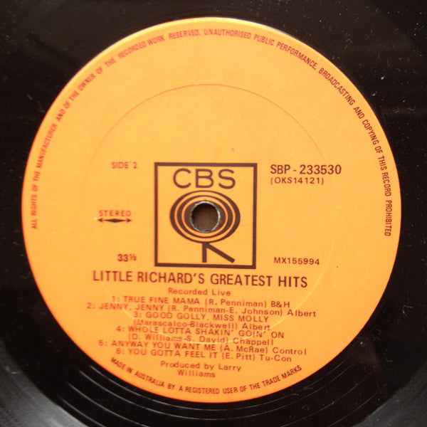 Little Richard : Little Richard's Greatest Hits Recorded Live (LP, Album)