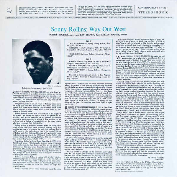 Sonny Rollins : Way Out West (LP, Album, RE)
