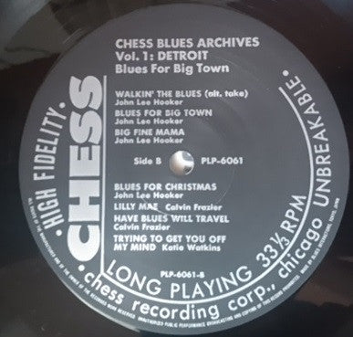Various : Blues For Big Town - Chess Blues Archives Vol.1: Detroit (LP, Comp)