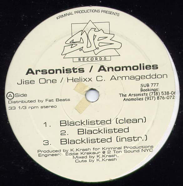 Arsonists* / Anomolies / El Battalion : Blacklisted / MC Squared (12")