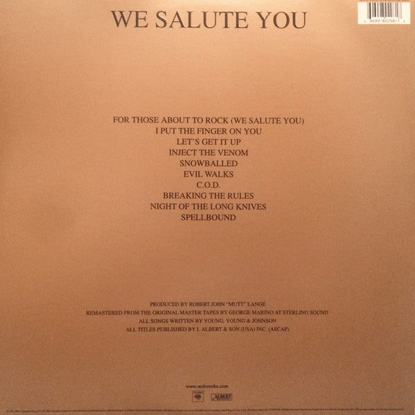 AC/DC : For Those About To Rock We Salute You (LP, Album, RE, RM, 180)