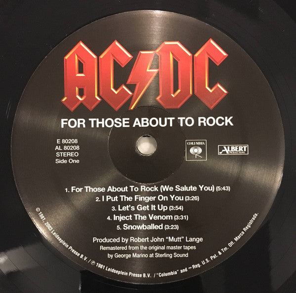 AC/DC : For Those About To Rock We Salute You (LP, Album, RE, RM, 180)