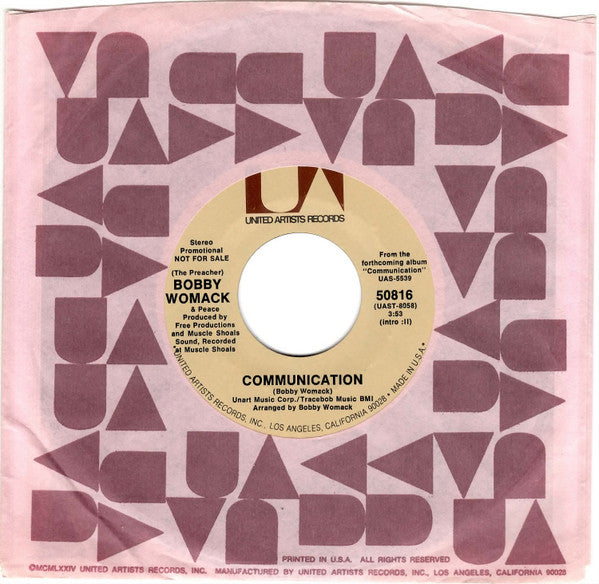 (The Preacher) Bobby Womack* & Peace (4) : Communication (7", Promo)
