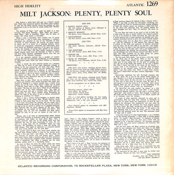 Milt Jackson : Plenty, Plenty Soul (LP, Album, RE)