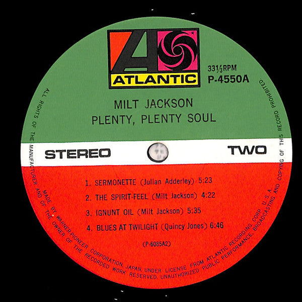 Milt Jackson : Plenty, Plenty Soul (LP, Album, RE)