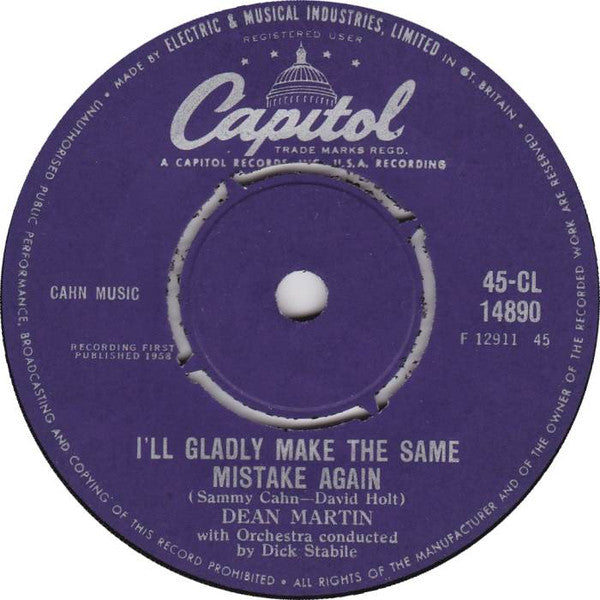 Dean Martin : I'll Gladly Make The Same Mistake Again (7", Single, Mono)