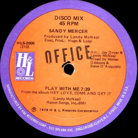 Sandy Mercer : Play With Me / You Are My Love (12")