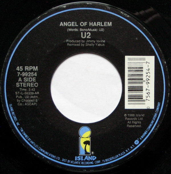 U2 : Angel Of Harlem (7", Single, Styrene, All)