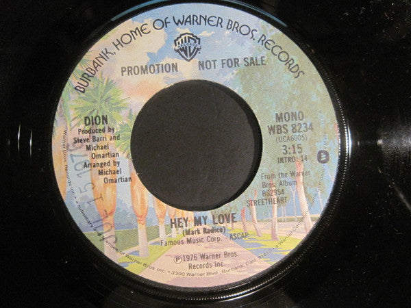 Dion (3) : Hey My Love  (7", Mono, Promo)