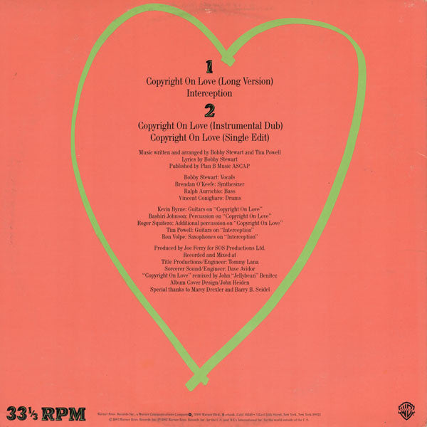 Bobby Stewart : Copyright On Love (12", Maxi)