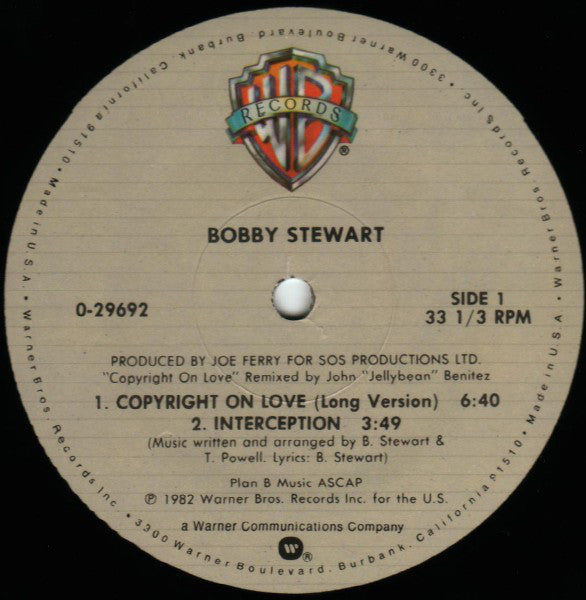 Bobby Stewart : Copyright On Love (12", Maxi)