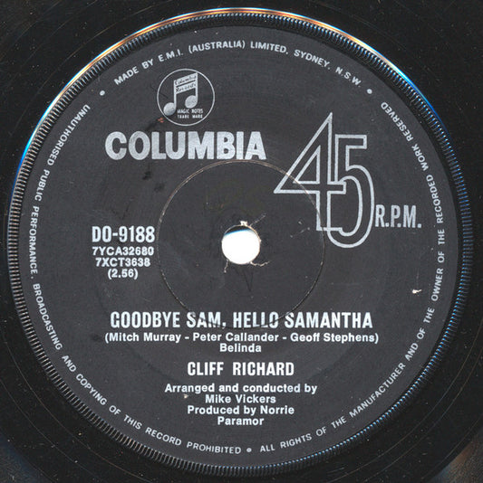 Cliff Richard : Goodbye Sam, Hello Samantha / You Can Never Tell (7", Single, Mono)
