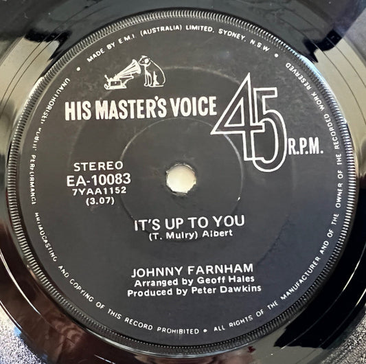Johnny Farnham* : Everything Is Out Of Season / It's Up To You (7", Single)