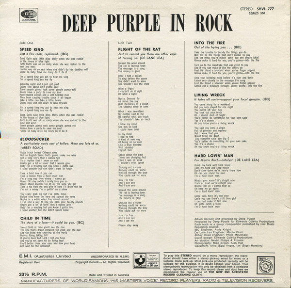 Deep Purple : In Rock (LP, Album, RE)