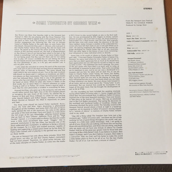 Newport Parker Tribute All Stars : Tribute To Charlie Parker From The Newport Jazz Festival (LP, Album)