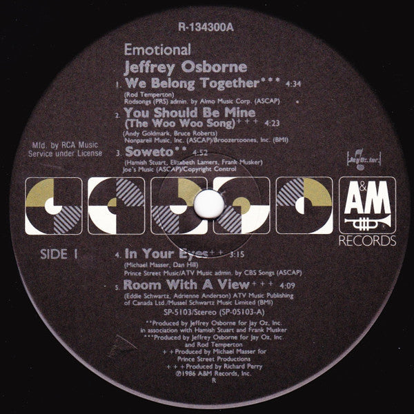 Jeffrey Osborne : Emotional (LP, Album, Club)