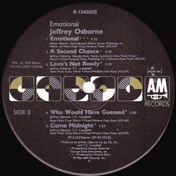 Jeffrey Osborne : Emotional (LP, Album, Club)