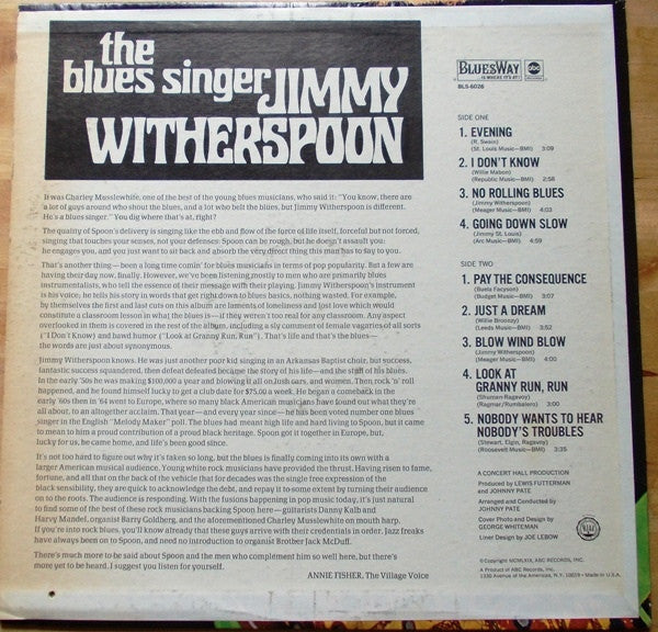 Jimmy Witherspoon : The Blues Singer (LP, Album)