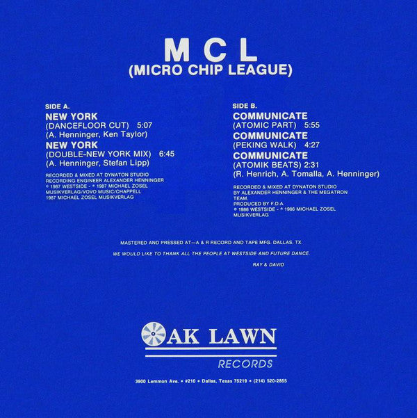 MCL (Micro Chip League) : New York Plus Communicate (12", Single)