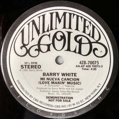 Barry White : Mi Nueva Cancion (Love Makin' Music) / Ella Es Todo Para Mi (She's Everything To Me) (12", Single, Promo)