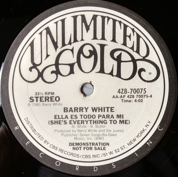 Barry White : Mi Nueva Cancion (Love Makin' Music) / Ella Es Todo Para Mi (She's Everything To Me) (12", Single, Promo)