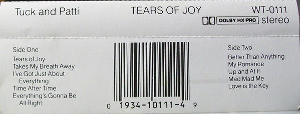 Tuck & Patti : Tears Of Joy (Cass, Album, Dol)