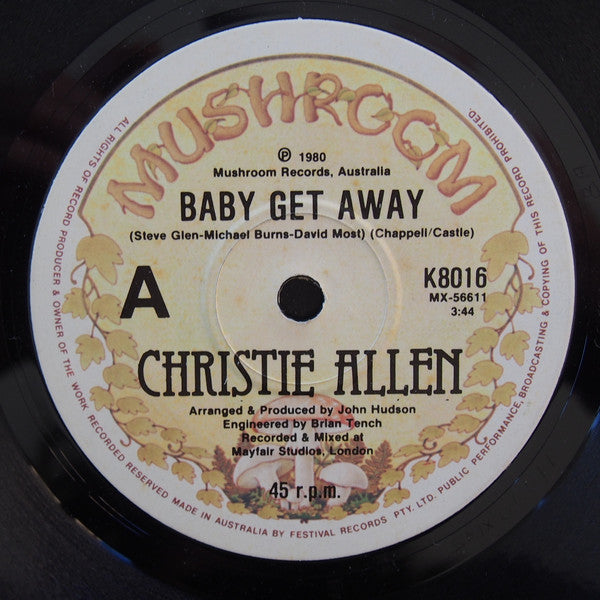 Christie Allen : Baby Get Away (7", Single)