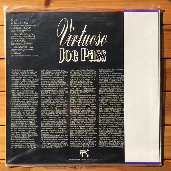 Joe Pass : Virtuoso (LP, Album, RE)