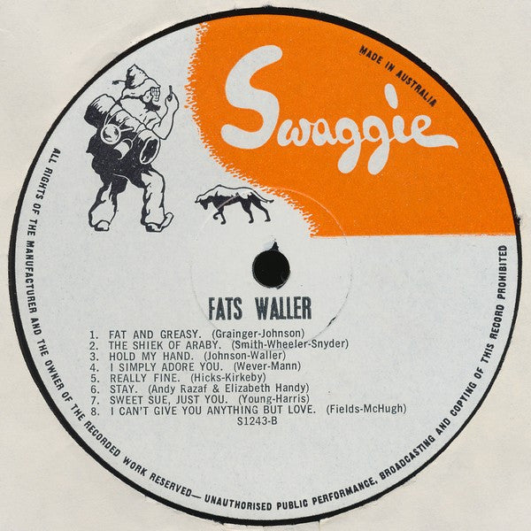 Fats Waller : Rare Fats Waller (16 Previously Unreleased Performances) (LP, Album)