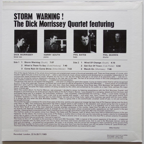 The Dick Morrissey Quartet : Storm Warning! (LP, Album, Ltd, RE)