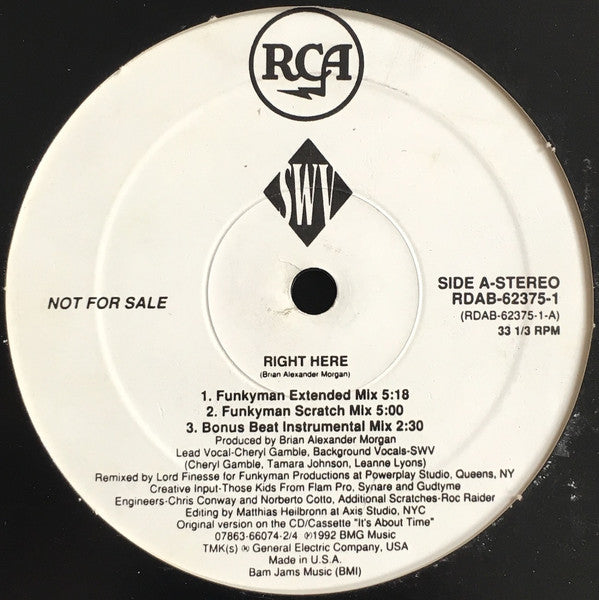 SWV : Right Here (Remixes) (12", Single, Promo)