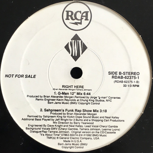 SWV : Right Here (Remixes) (12", Single, Promo)