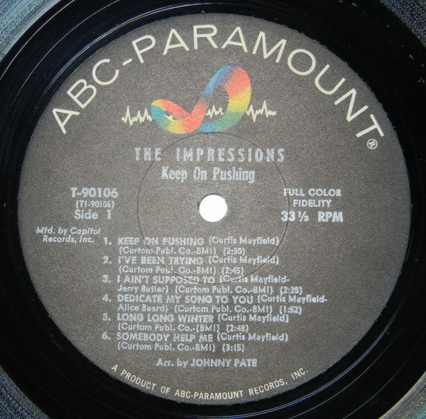 The Impressions : Keep On Pushing (LP, Album, Mono, Club)