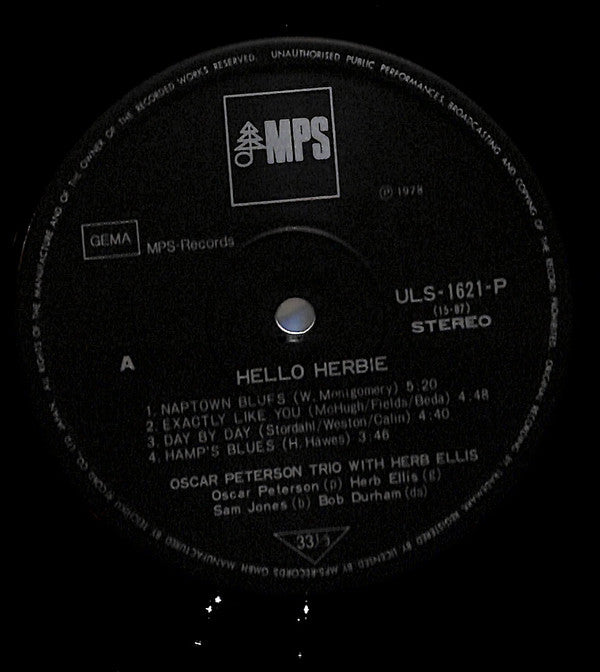 The Oscar Peterson Trio With Herb Ellis : Hello Herbie (LP, Album, Ltd)