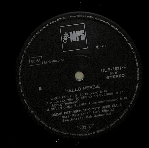 The Oscar Peterson Trio With Herb Ellis : Hello Herbie (LP, Album, Ltd)