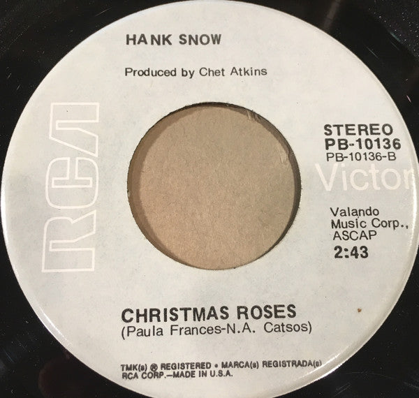 Hank Snow : A Letter To Santa Claus / Christmas Roses (7", Single, Promo)