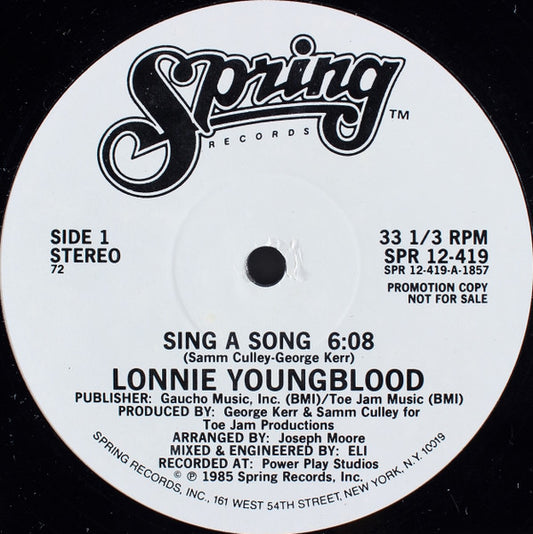 Lonnie Youngblood : Sing A Song (12", Promo)