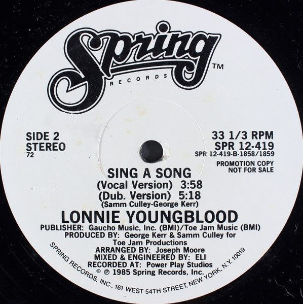 Lonnie Youngblood : Sing A Song (12", Promo)