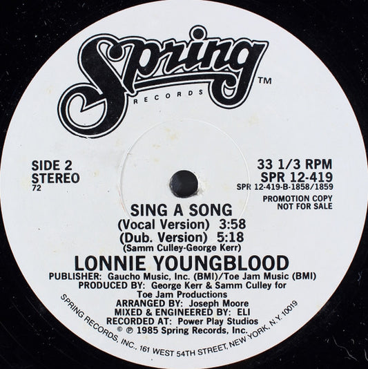 Lonnie Youngblood : Sing A Song (12", Promo)