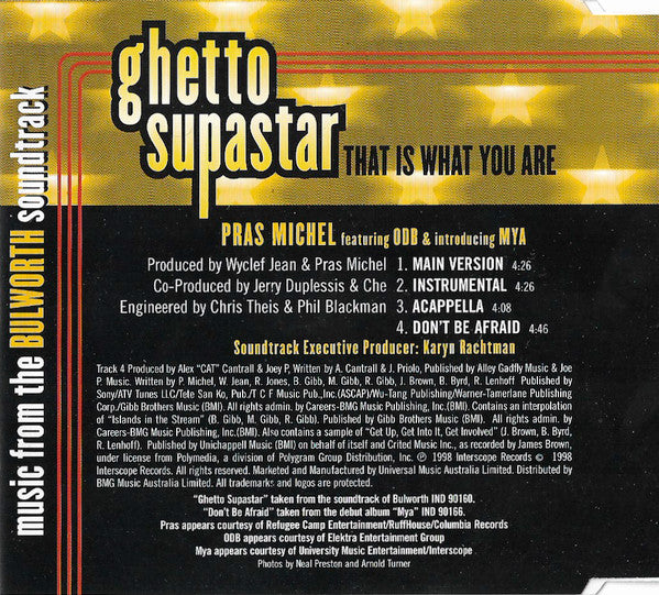 Pras Michel Featuring ODB* & Introducing Mȳa* : Ghetto Supastar (That Is What You Are) (CD, Single)