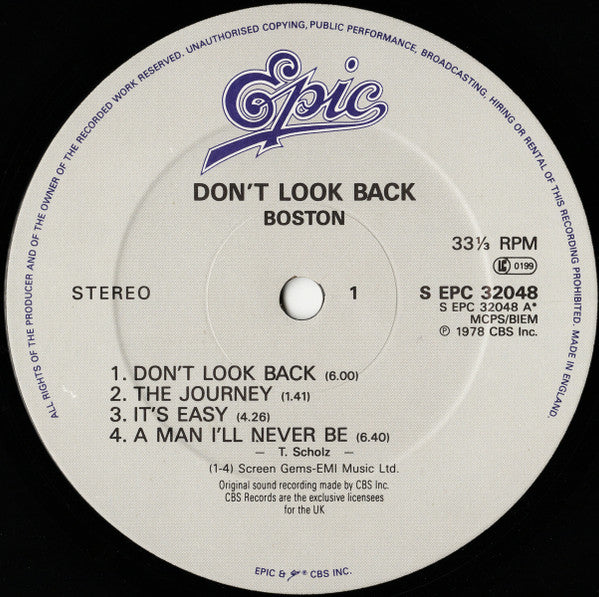 Boston : Don't Look Back (LP, Album, RE)
